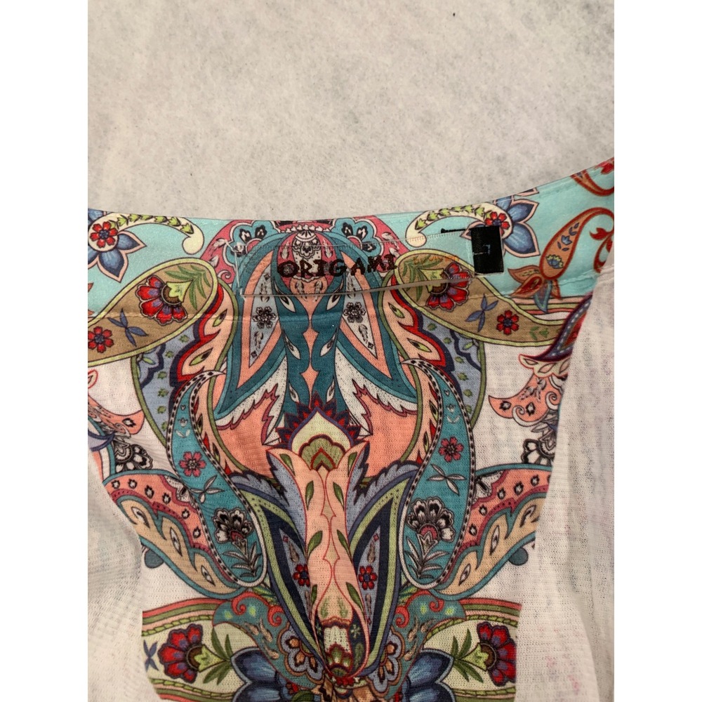 Origami Paisley Sequin Duster Vest L Festival Boho Glam art to wear - Picture 5 of 10